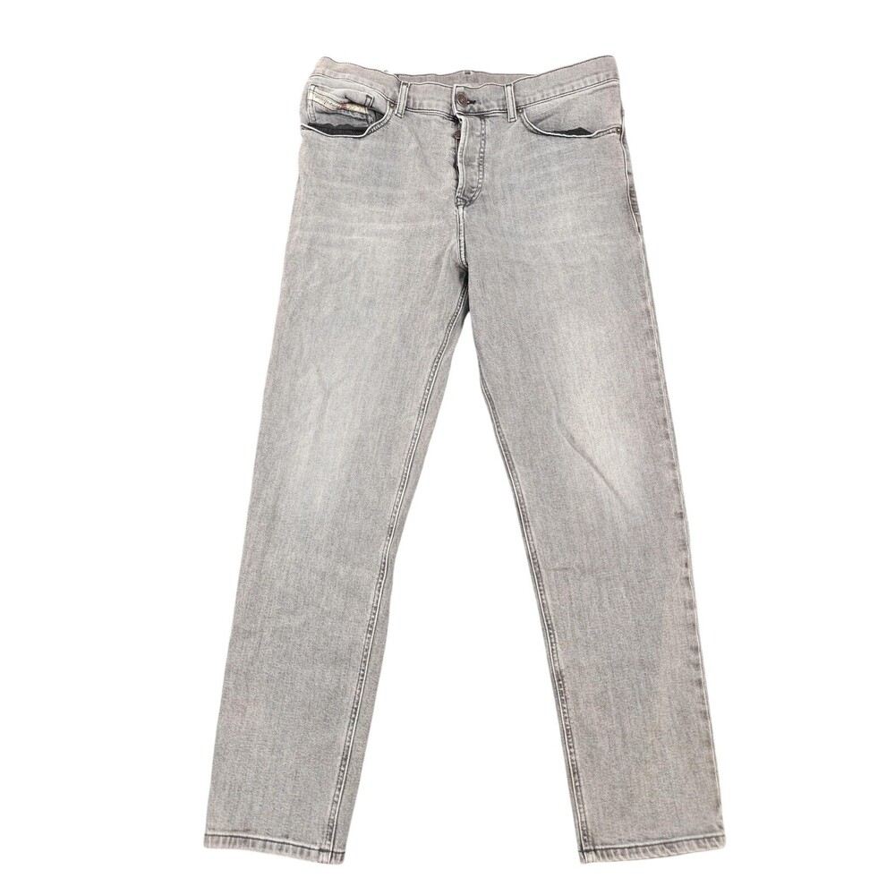 Diesel 2005 D-FINING Jeans Mens 34x32 Gray Light Wash Straight Stretch Denim